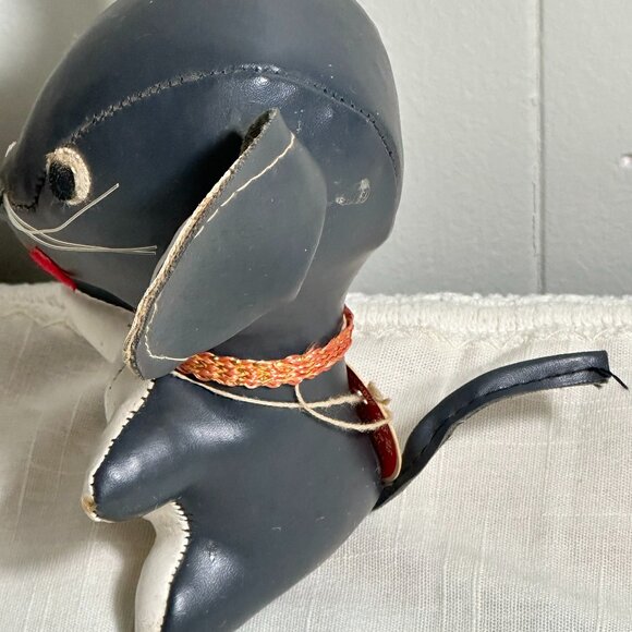 Dakin Leather Mouse Big Ears Hand-Stitched Details Collar Sawdust filling Vtg - Picture 10 of 10